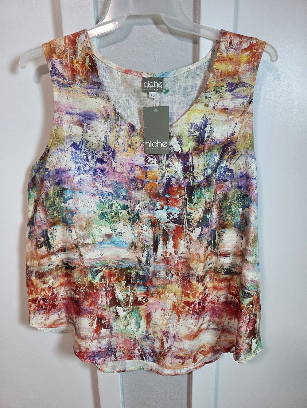 Niche by Nilgun Derman Abstract Oil Paint Print Sleeveless Tank Top - Size XL